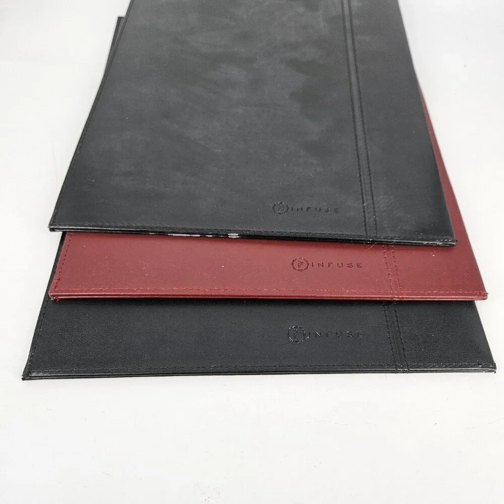 Infuse Faux Leather Folders Covers Lot Of 3 Black Red Insert Desk Organize Paper